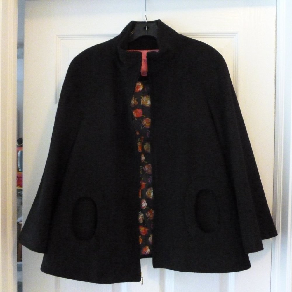Betsey Johnson Wool A- Line Swing Coat Jacket